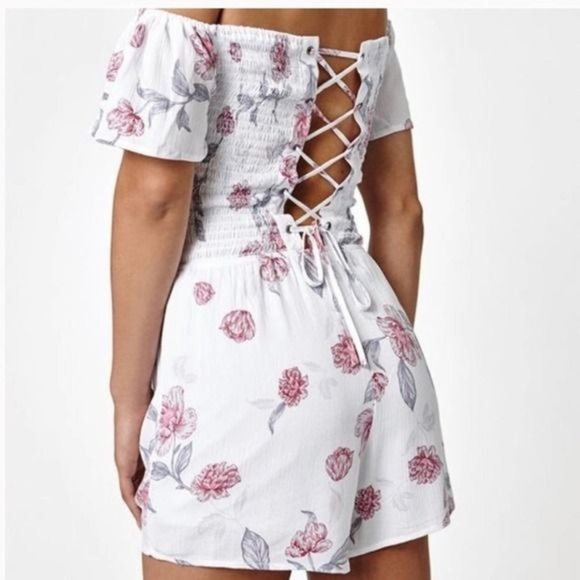 Kendall & Kylie White Floral Off Shoulder Romper Large - Picture 2 of 12